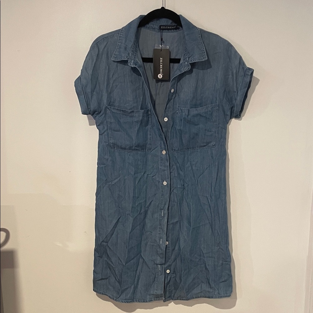 Zilcremo Light Blue Denim Shirt Dress NWT SZ S